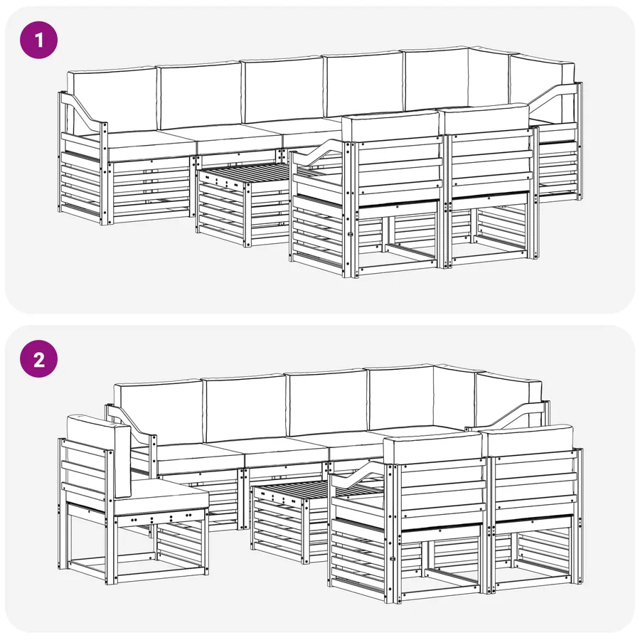 Ensemble de canapés d'extérieur 9 pcs Blanc et Beige - 7