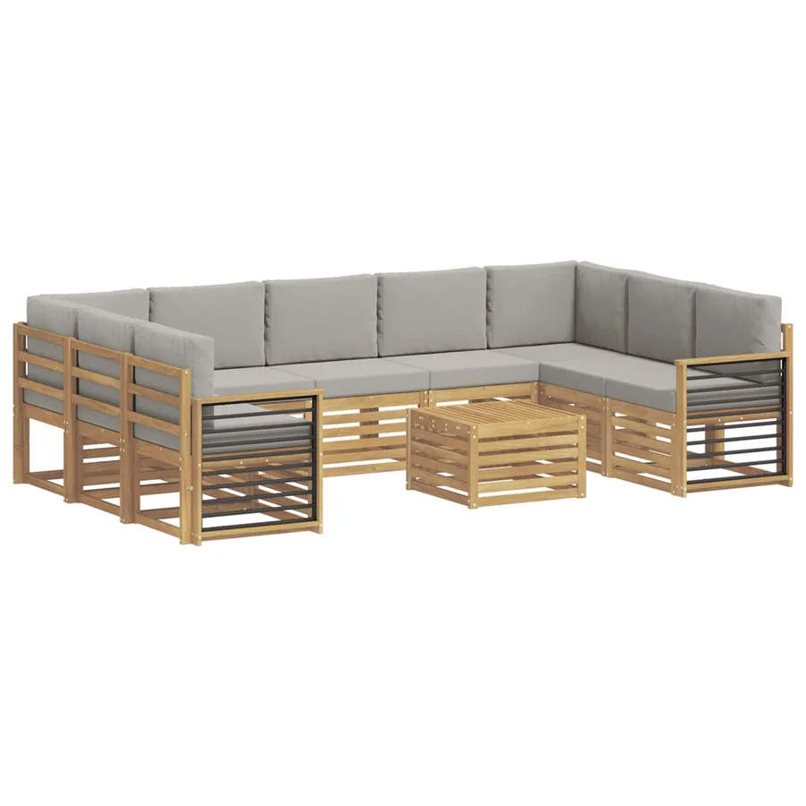 Ensembles de canapés 10 pcs Blanc et gris clair 59 x 59 x 37 cm - 2