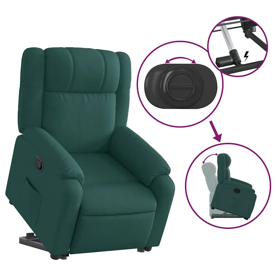 Fauteuil inclinable vert foncé tissu - 6