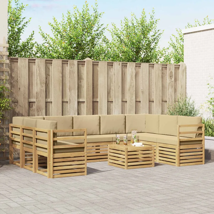 Ensembles de canapés 10 pcs Blanc et Beige 59 x 59 x 37 cm