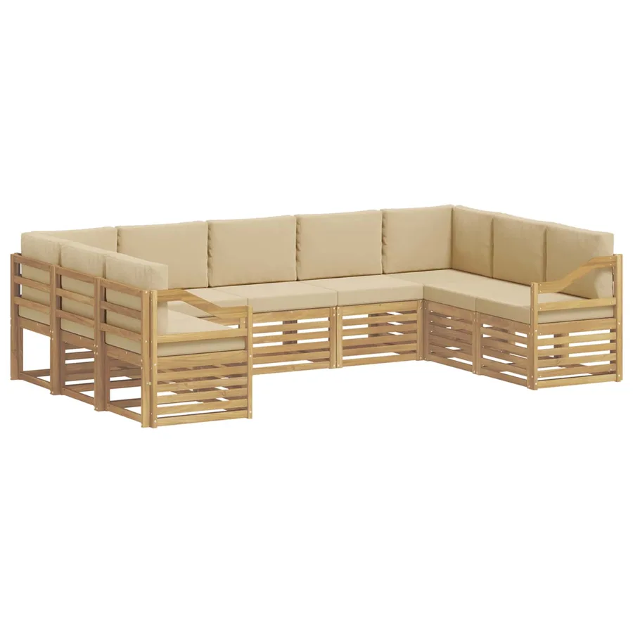 Ensemble de canapé d'angle 9 pcs Blanc et Beige - 2