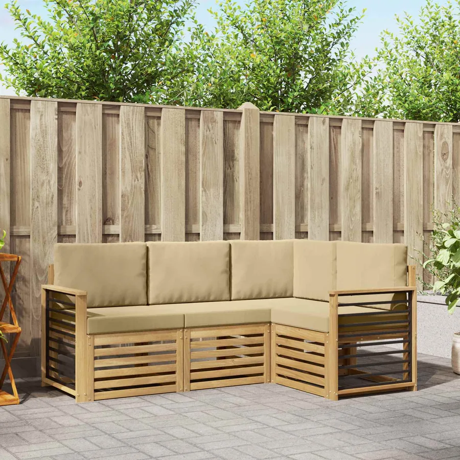 Ensembles de canapés 4 pcs Blanc et Beige 187,5 x 128,5 x 73 cm