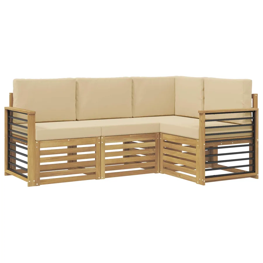 Ensembles de canapés 4 pcs Blanc et Beige 187,5 x 128,5 x 73 cm - 2
