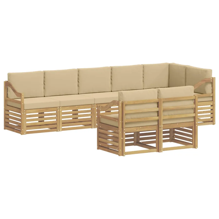 Ensemble de canapés d'extérieur 8 pcs Blanc et Beige - 2