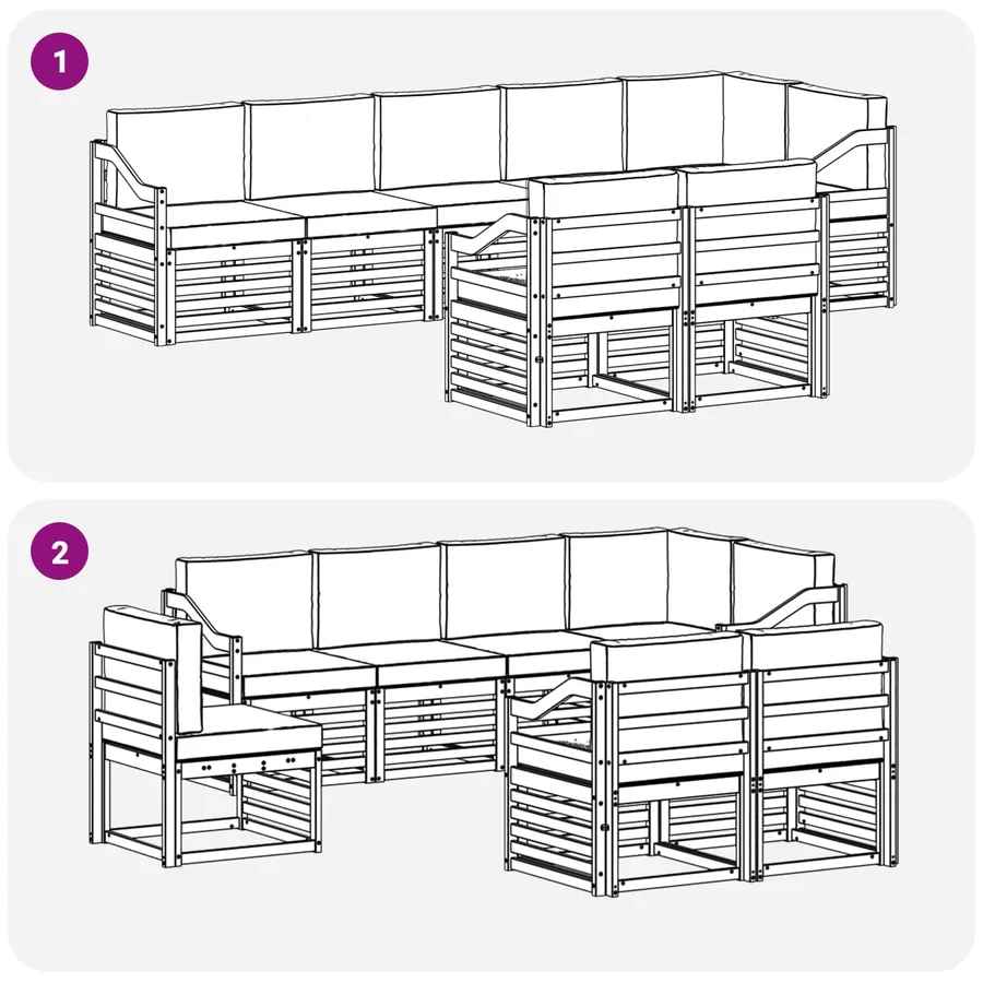 Ensemble de canapés d'extérieur 8 pcs Blanc et Beige - 7