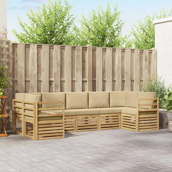 Ensemble de canapé d'angle 7 pcs Blanc et Beige