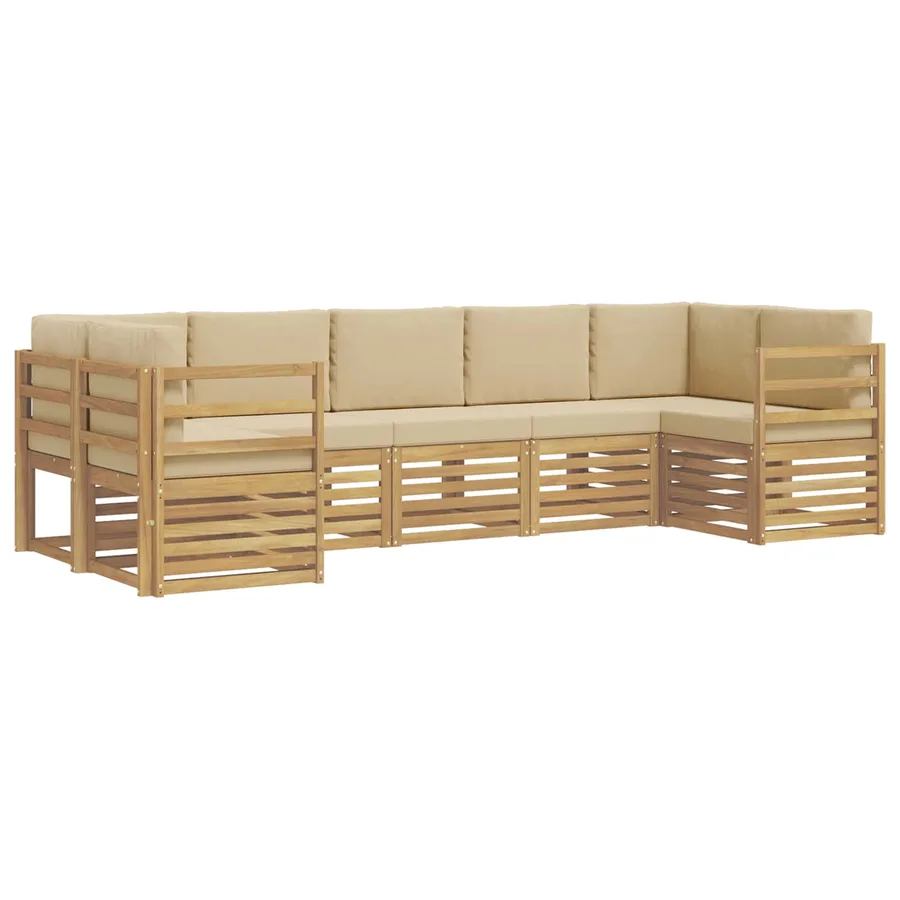 Ensemble de canapé d'angle 7 pcs Blanc et Beige - 2