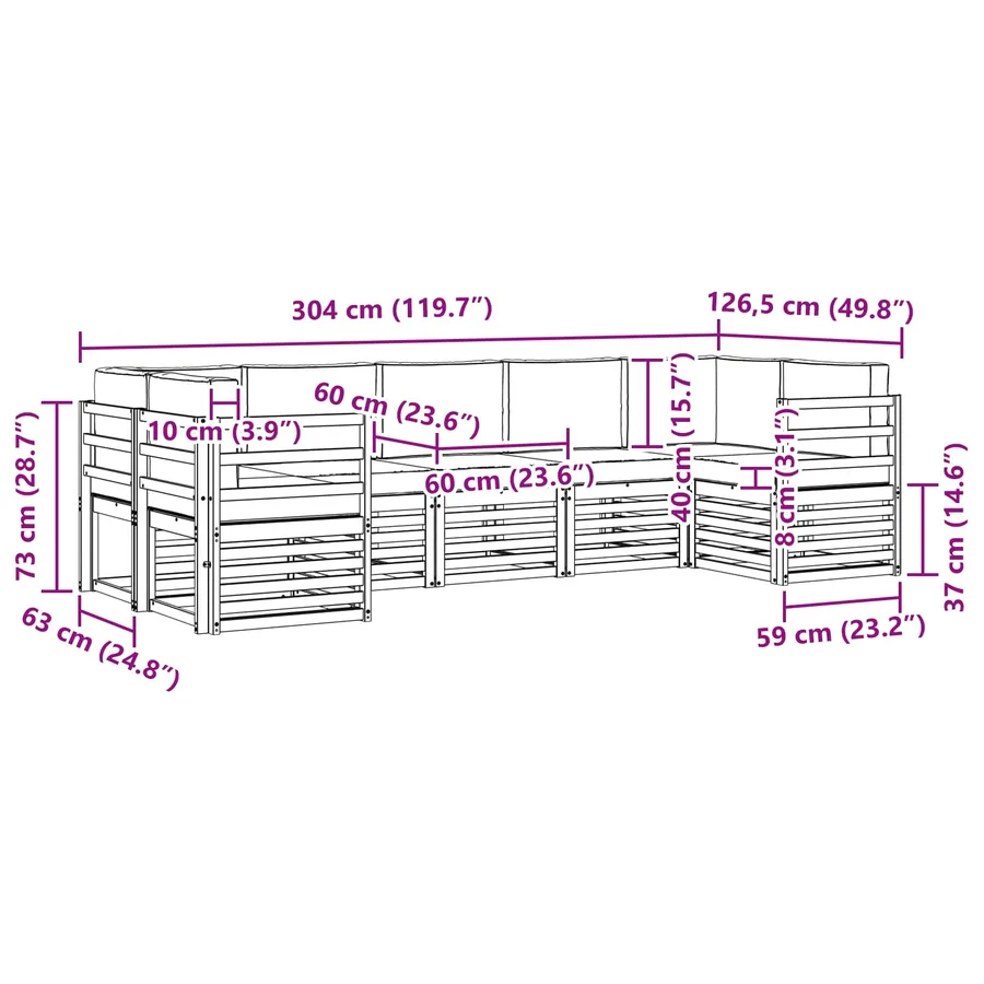 Ensemble de canapé d'angle 7 pcs Blanc et Beige - 7