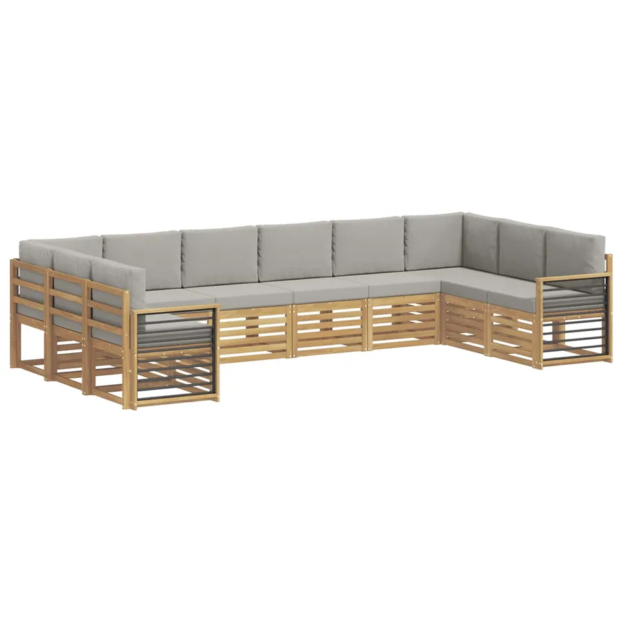 Ensemble de canapé d'angle 10 pcs Blanc et gris clair - 2