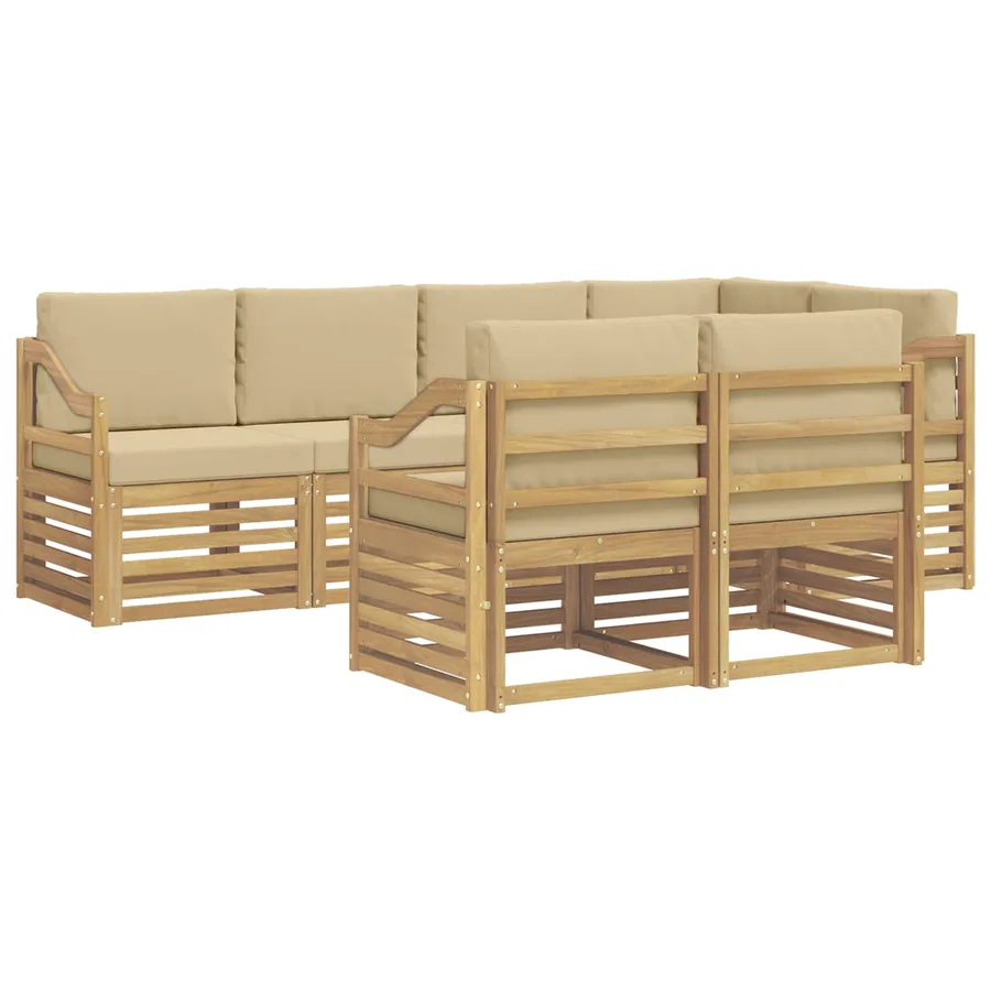 Ensemble de canapés d'extérieur 7 pcs Blanc et Beige - 2