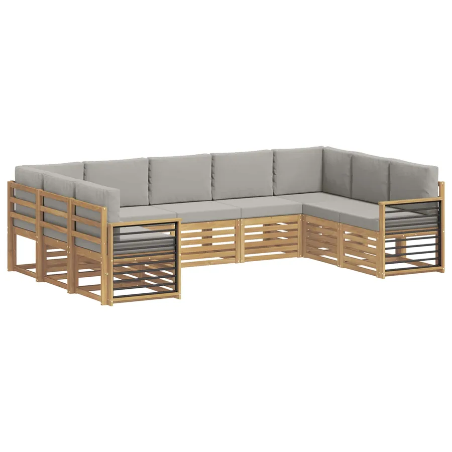 Ensemble de canapé d'angle 9 pcs Blanc et gris clair - 2