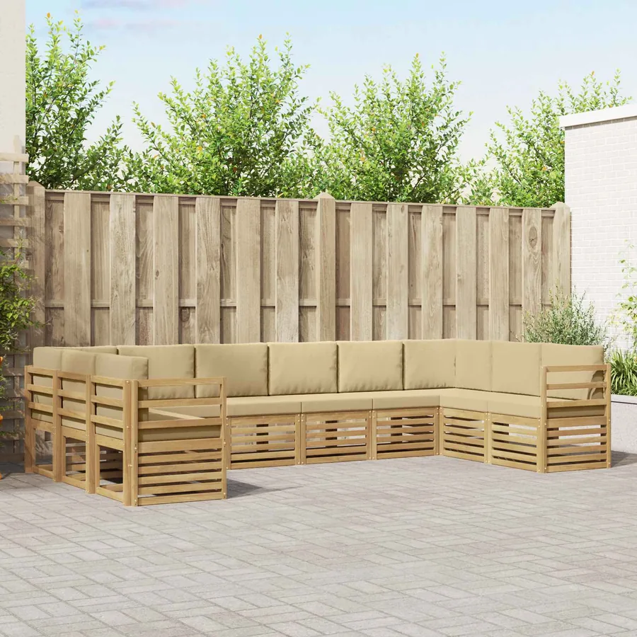 Ensemble de canapé d'angle 10 pcs Blanc et Beige