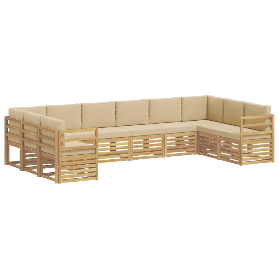 Ensemble de canapé d'angle 10 pcs Blanc et Beige - 2