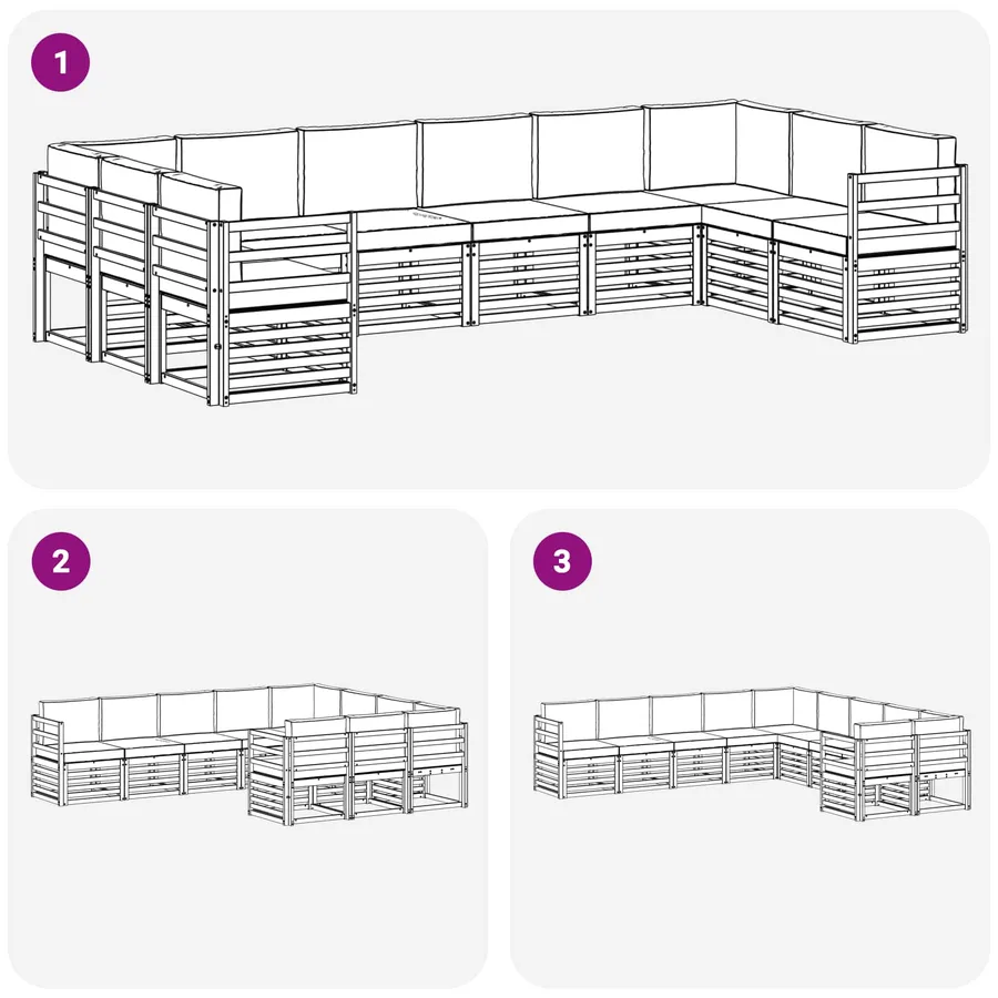 Ensemble de canapé d'angle 10 pcs Blanc et Beige - 7