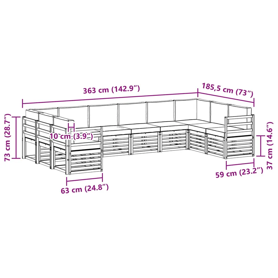 Ensemble de canapé d'angle 10 pcs Blanc et Beige - 8