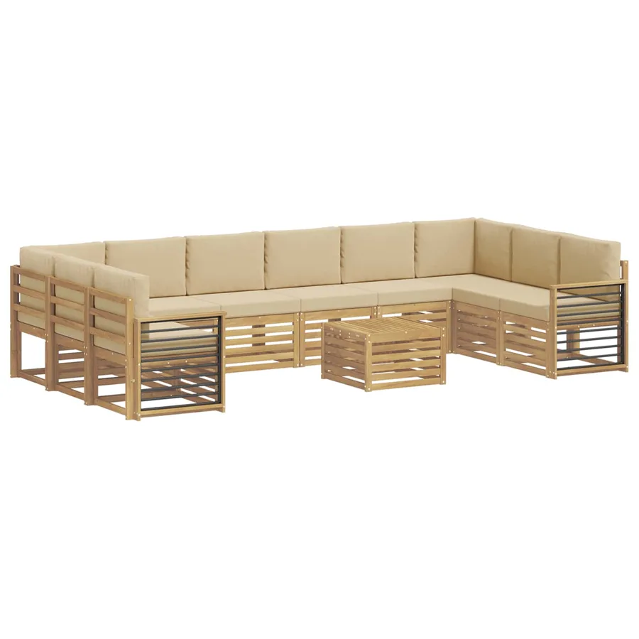 Ensemble de canapés d'extérieur 11 pcs Blanc et Beige - 2