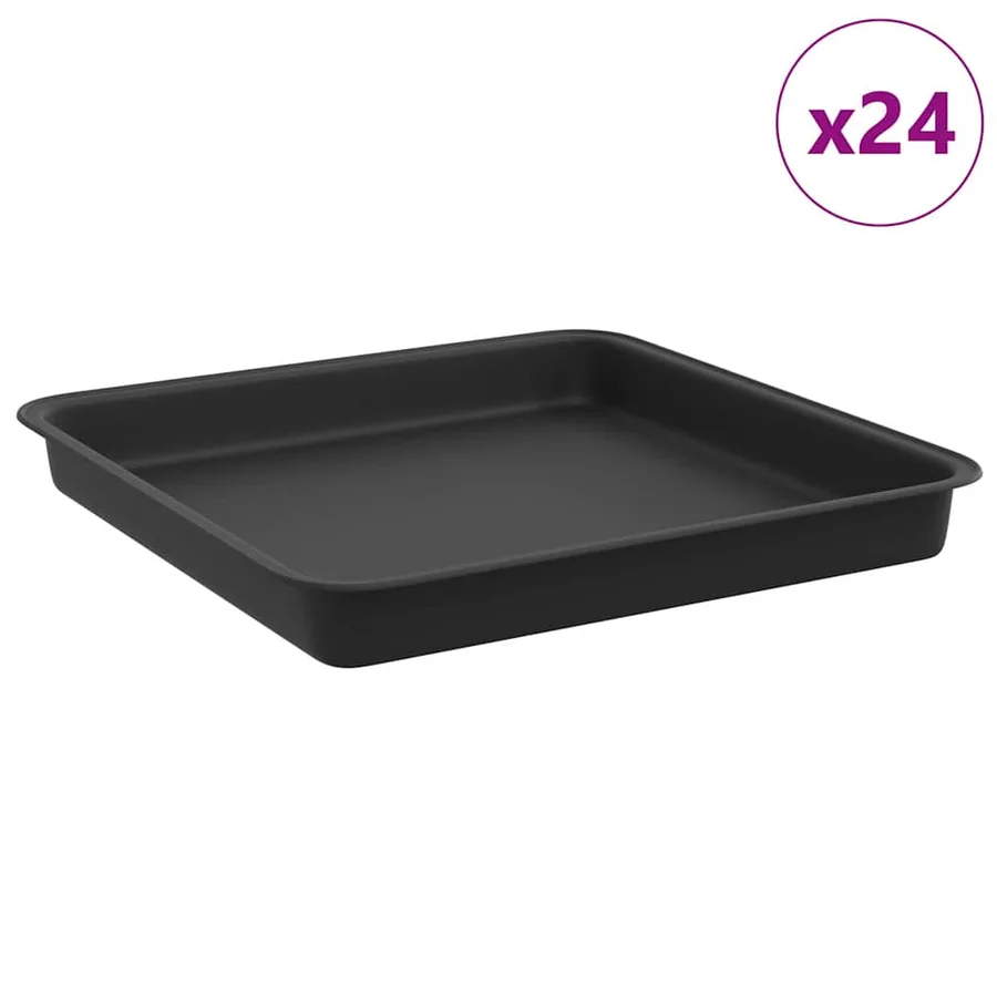 Plateau carré à fleurs 24 pcs Noir 18 x 18 x 2 cm Plastique - 2