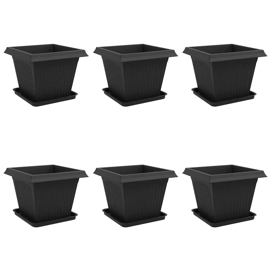 Pots de plantes 6 pcs Noir 43 x 43 x 33,5 cm Plastique - 2