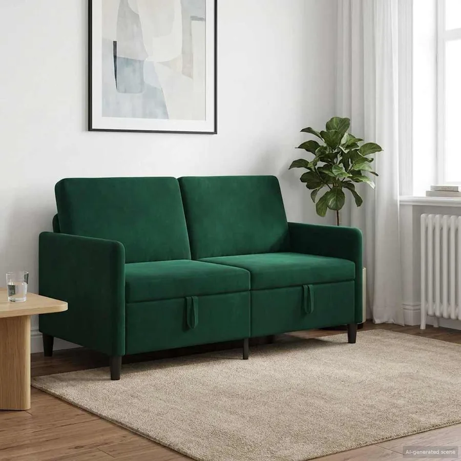 Sofa avec rangement Vert foncé 152 x 78 x 87 cm Polyester - 3