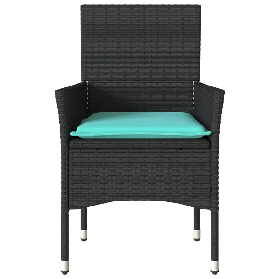 Chaises de jardin avec coussins lot de 2 noir résine tressée - 5