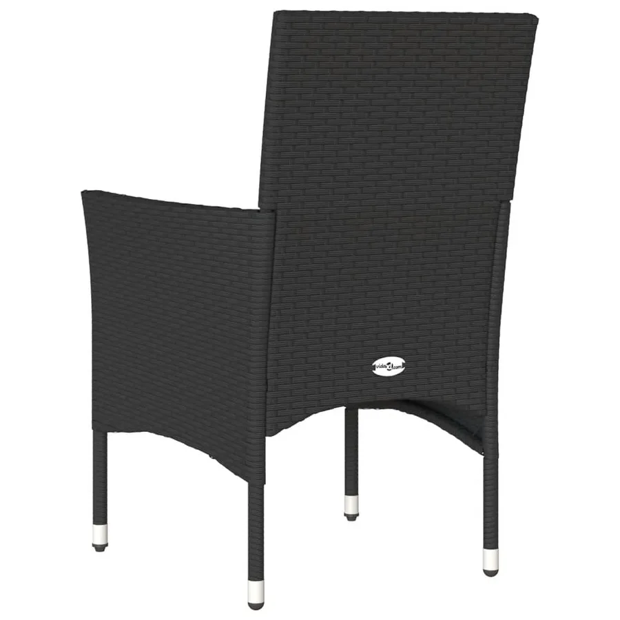 Chaises de jardin avec coussins lot de 2 noir résine tressée - 7