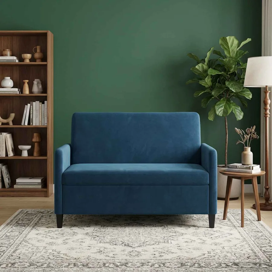 Sofa avec rangement Bleu 122 x 78 x 87 cm Polyester - 3