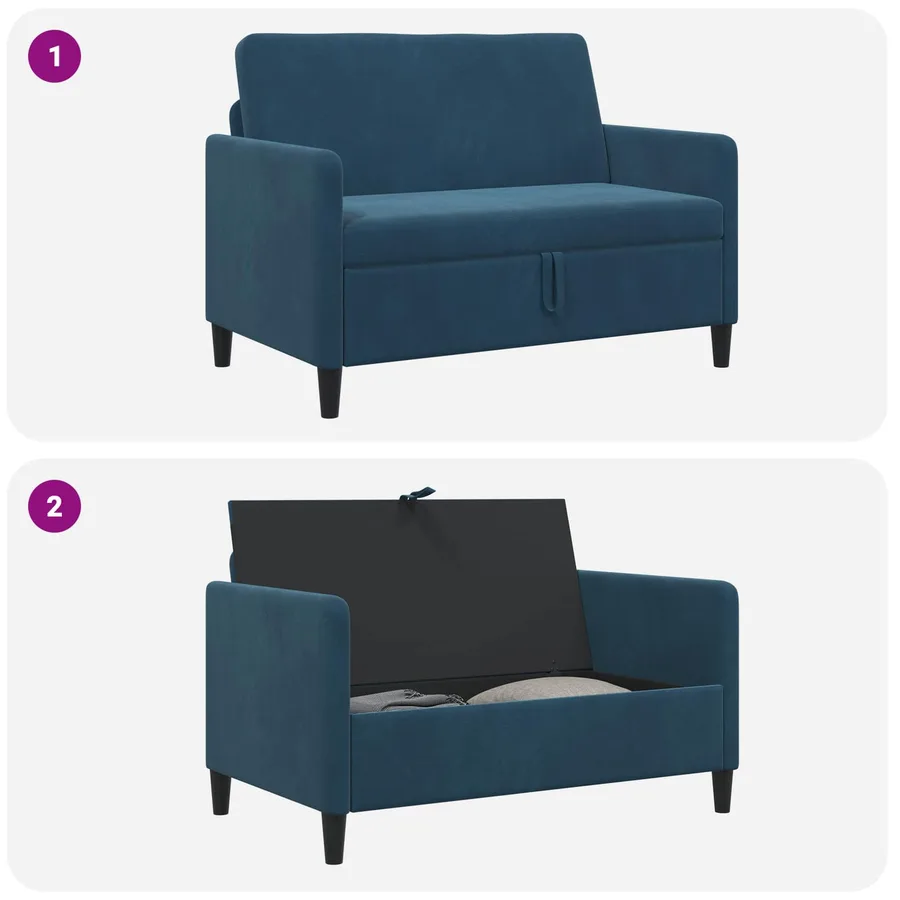 Sofa avec rangement Bleu 122 x 78 x 87 cm Polyester - 9