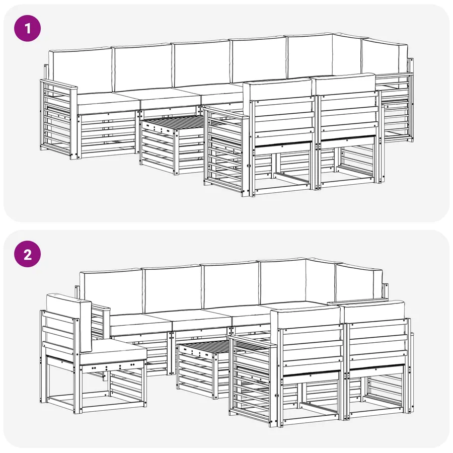 Ensemble de canapés d'extérieur 8 pcs Blanc et anthracite - 7