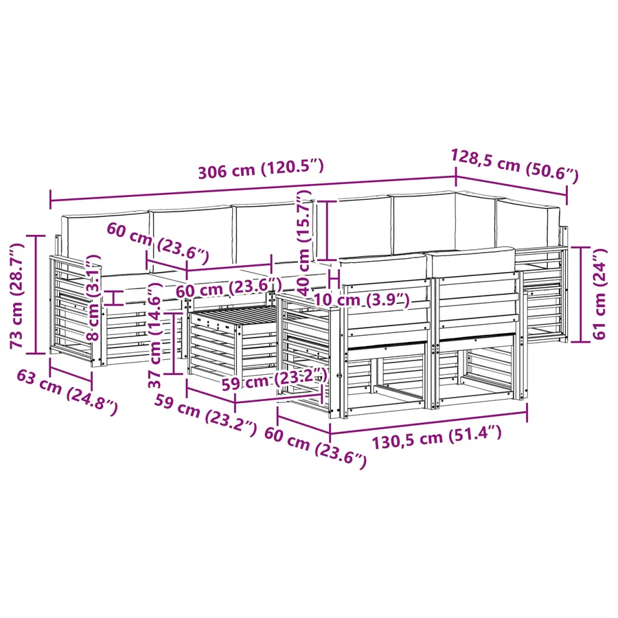 Ensemble de canapés d'extérieur 8 pcs Blanc et anthracite - 8