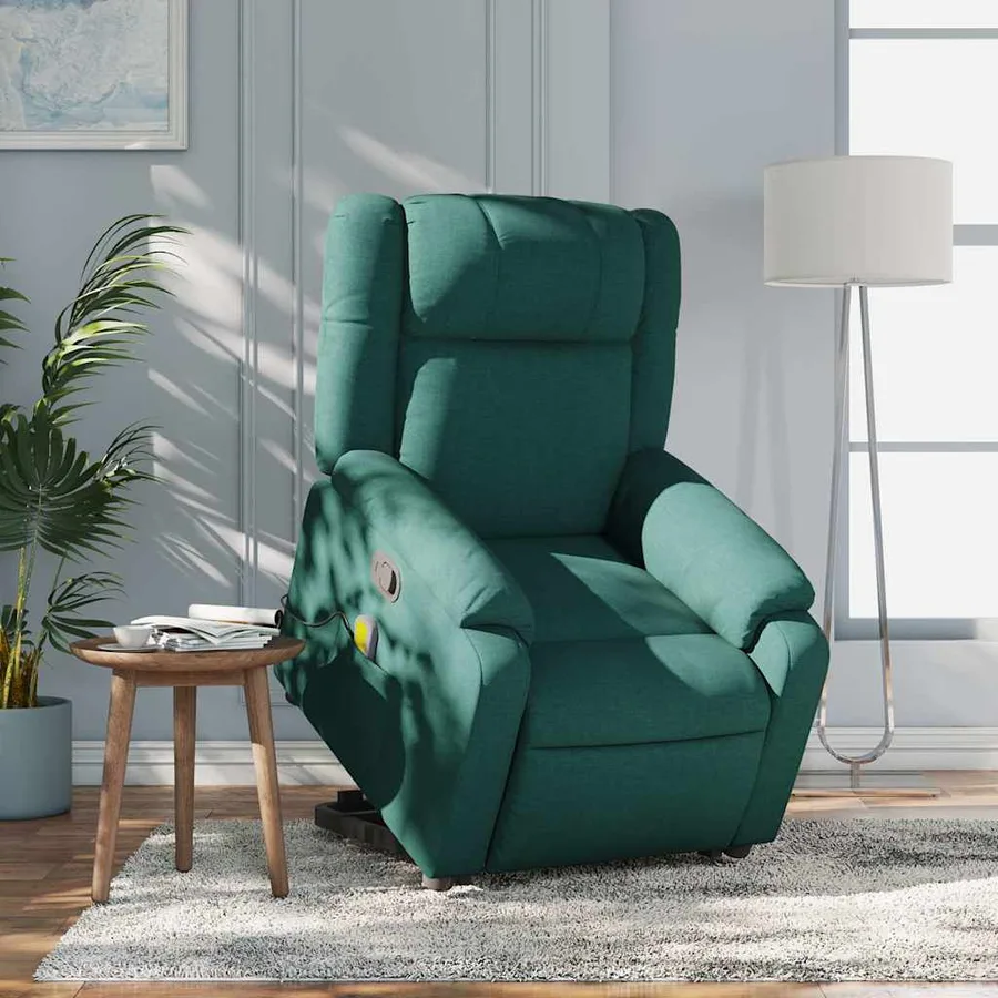 Fauteuil inclinable de massage Vert foncé Tissu - 15