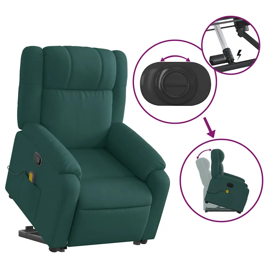 Fauteuil inclinable de massage Vert foncé Tissu - 6