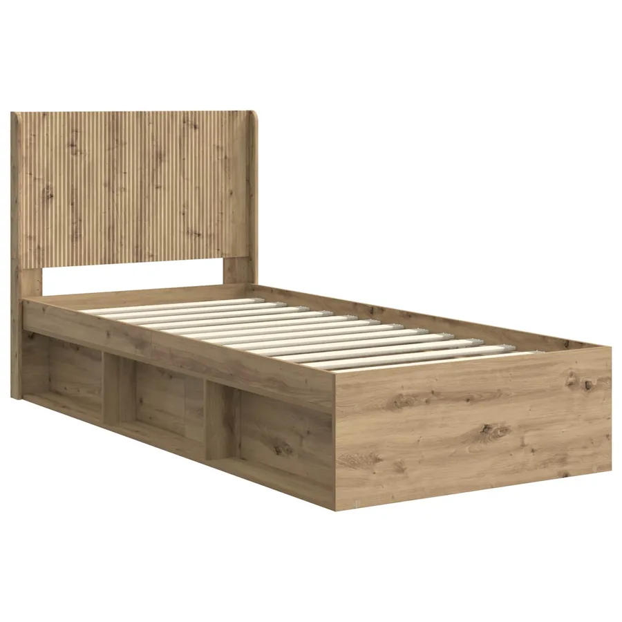 Cadre de lit avec rangement et tête de lit Chêne artisanal - 4