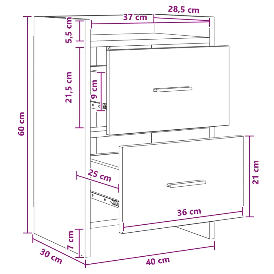 Tables de chevet 2 pcs Bois ancien 40 x 30 x 60 cm - 9