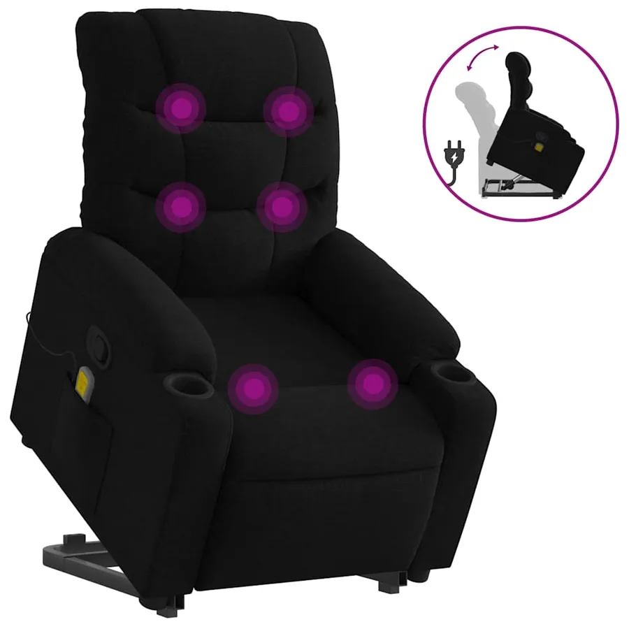 Fauteuil de massage inclinable Noir Tissu - 2