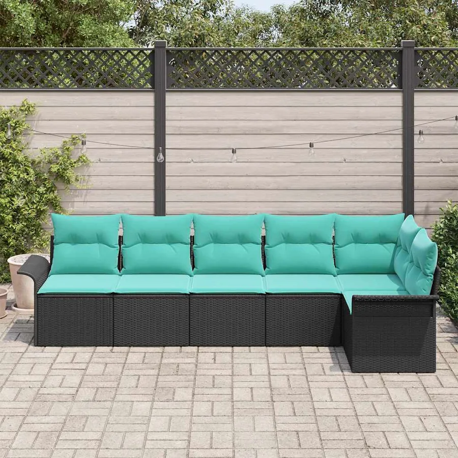 Ensemble de canapé de jardin avec stockage 6 pcs Noir polyrotin - 3