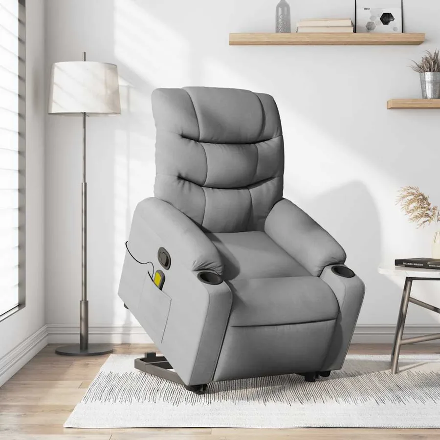 Fauteuil de massage inclinable Gris clair Tissu - 15