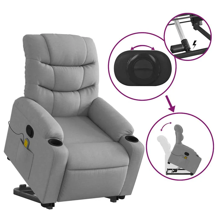 Fauteuil de massage inclinable Gris clair Tissu - 6