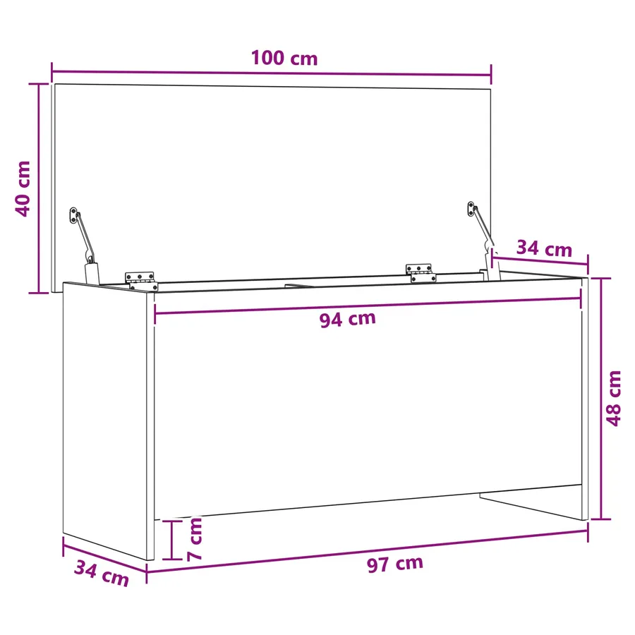 Coffre de rangement Chêne artisanal 100 x 40 x 50 cm - 10