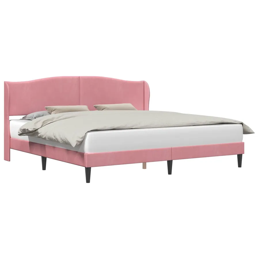Cadre de lit avec tête de lit Rose 200 x 200 cm Velours - 2