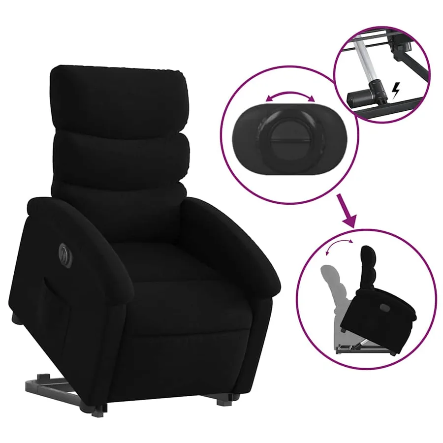 Fauteuil inclinable électrique noir tissu - 11
