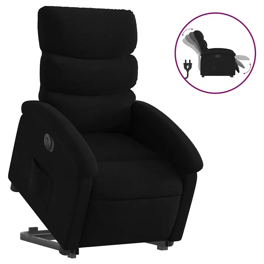 Fauteuil inclinable électrique noir tissu - 2