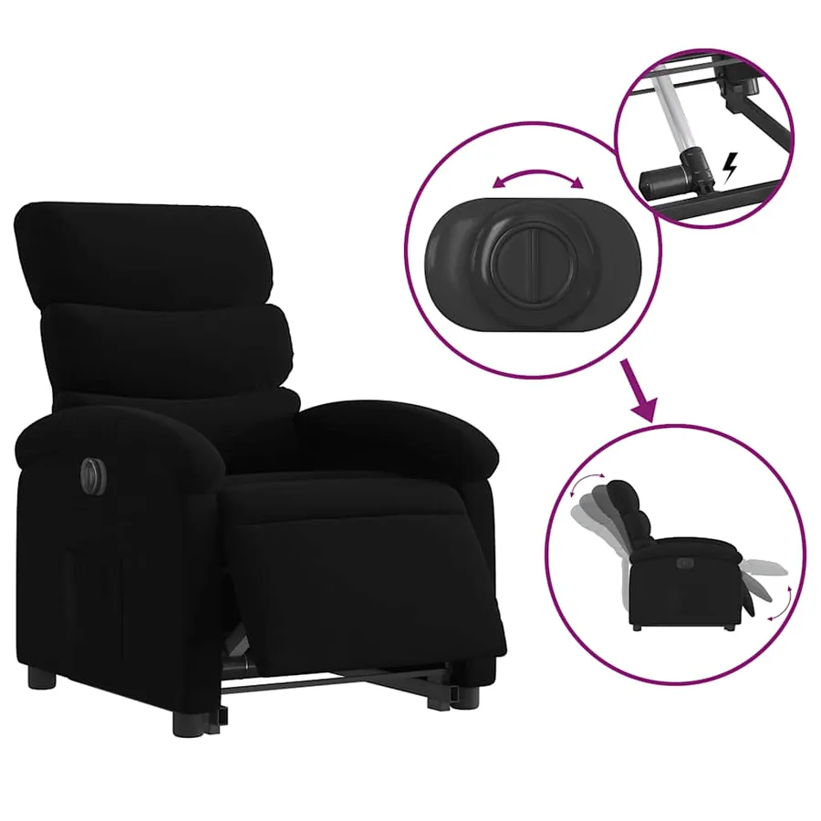 Fauteuil inclinable électrique noir tissu - 6