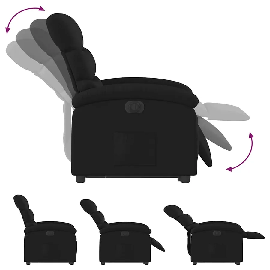 Fauteuil inclinable électrique noir tissu - 7