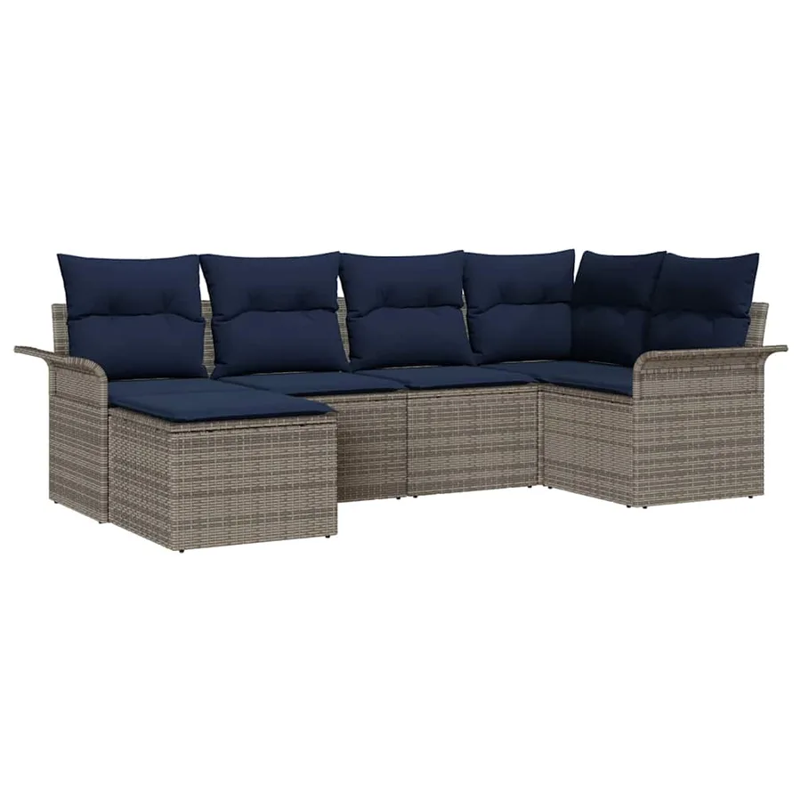 Ensemble de canapé de jardin avec stockage 6 pcs Gris polyrotin - 2