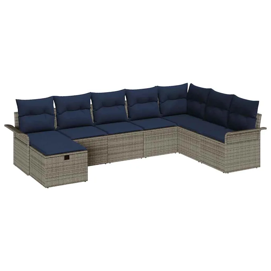 Ensemble de canapé de jardin avec coussin 8 pcs Poly rotin - 2