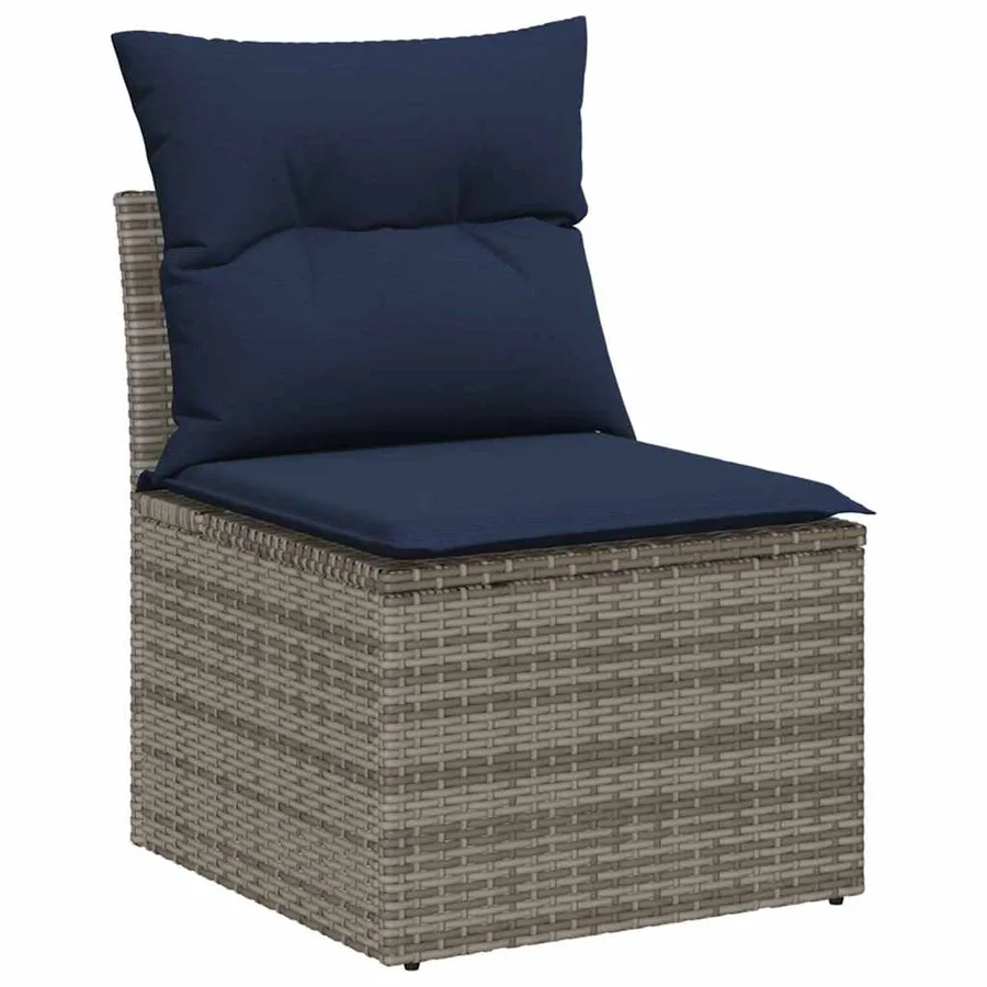 Ensemble de canapé de jardin 9 pcs Gris Poly rotin - 6