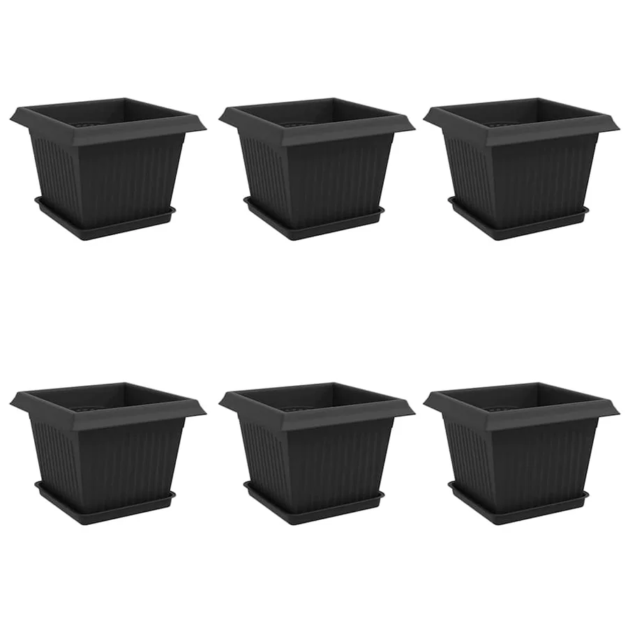 Pots de plantes 6 pcs Noir 23 x 23 x 17,5 cm Plastique - 2