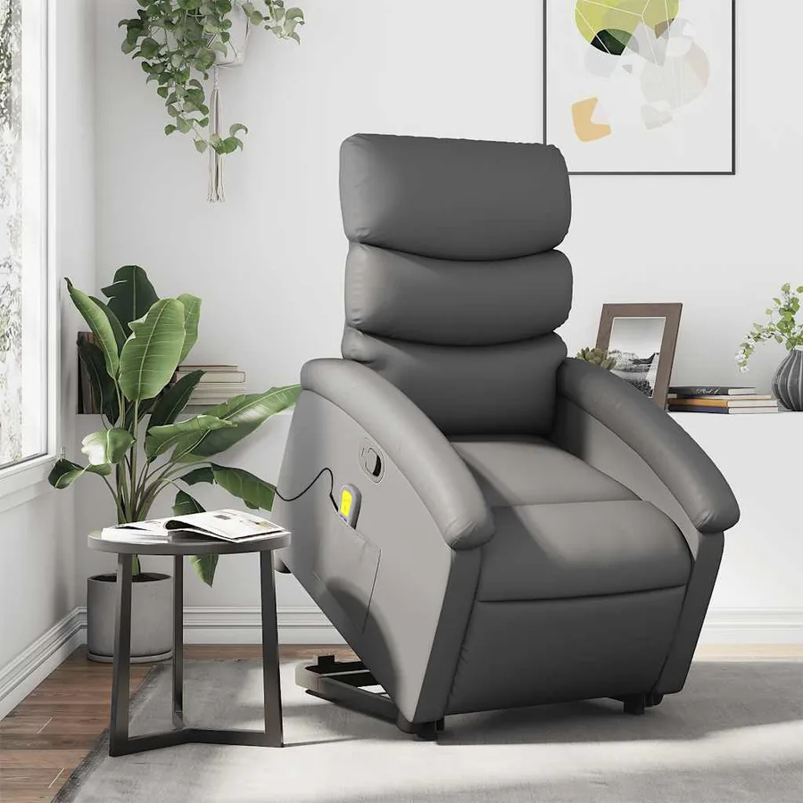 Fauteuil inclinable de massage Gris Similicuir - 16