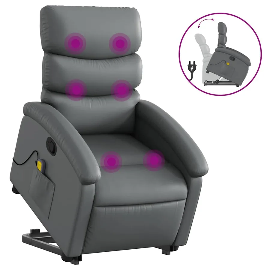 Fauteuil inclinable de massage Gris Similicuir - 2