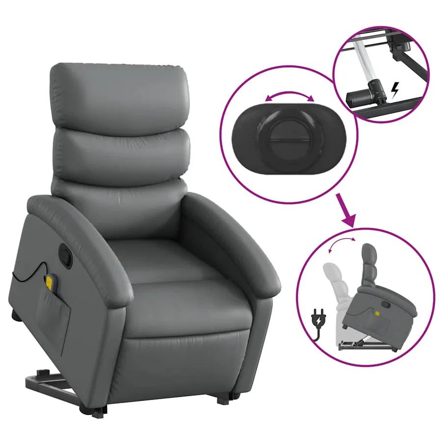 Fauteuil inclinable de massage Gris Similicuir - 6